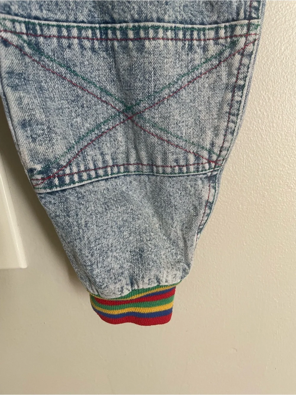 Vintage 90s Big Smith Acid Wash Denim Bubble Romper Overalls 2T Stripped Cuffs